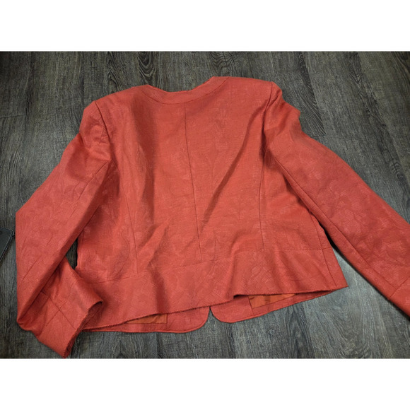 Talbot's Italian Fabric Embroidered Orange/Salmon Light Jacket Collar-less 18 - Picture 5 of 5